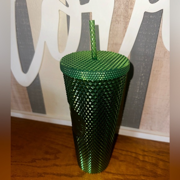 NEW Starbucks Metallic Green Studded Tumbler - Picture 3 of 3